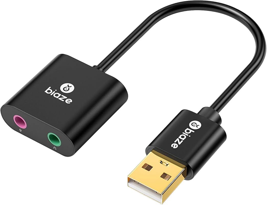 USB to 3.5 mm Jack Audio Adapter – External Sound Card with Headphone 