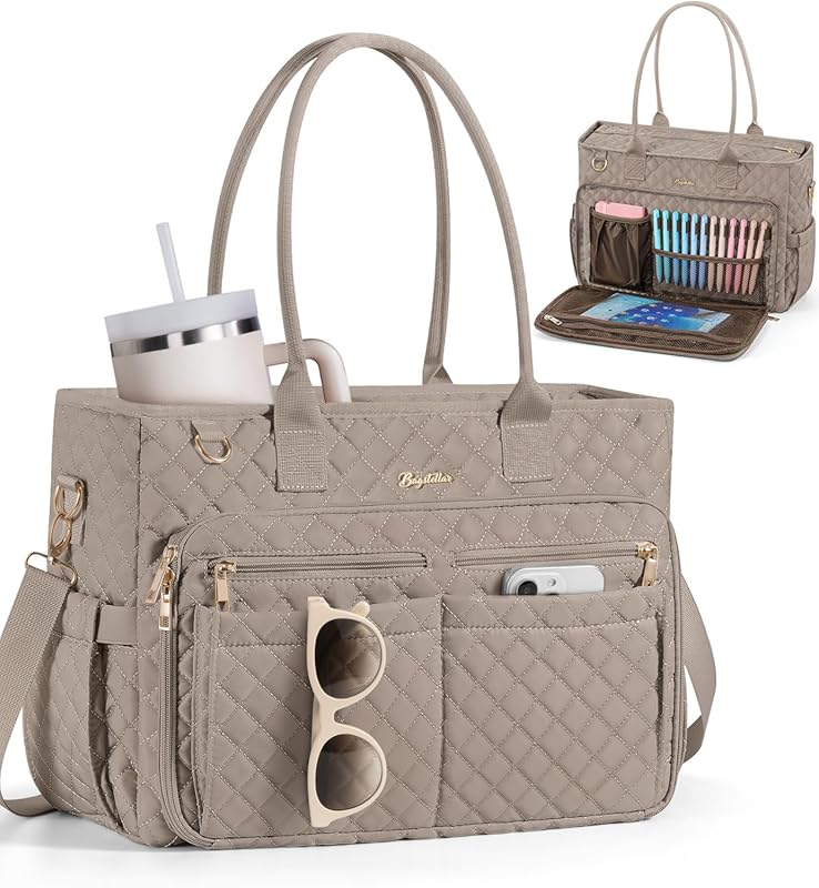 Bagstellar Teacher Tote for Women – 15.6” Laptop Bag with 40oz Cup Holder