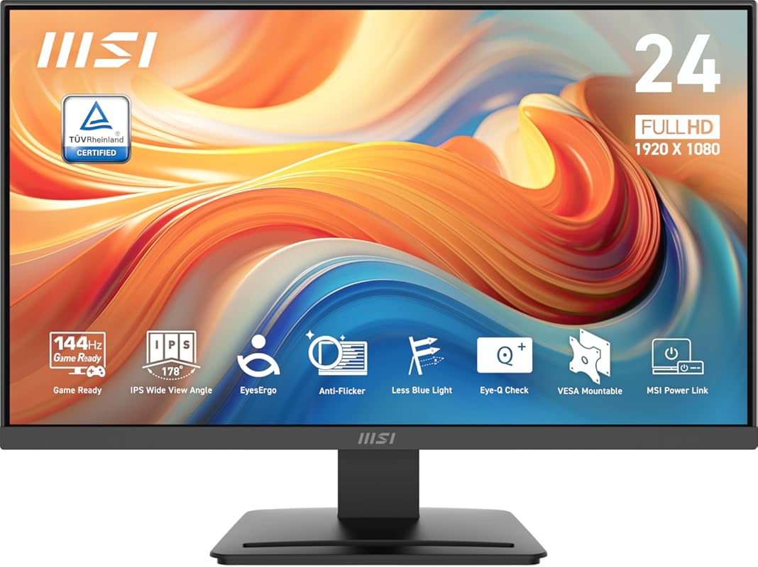 MSI PRO MP243L E14 24‑Inch FHD IPS Gaming Monitor, 144 Hz, 1 ms, Adapt
