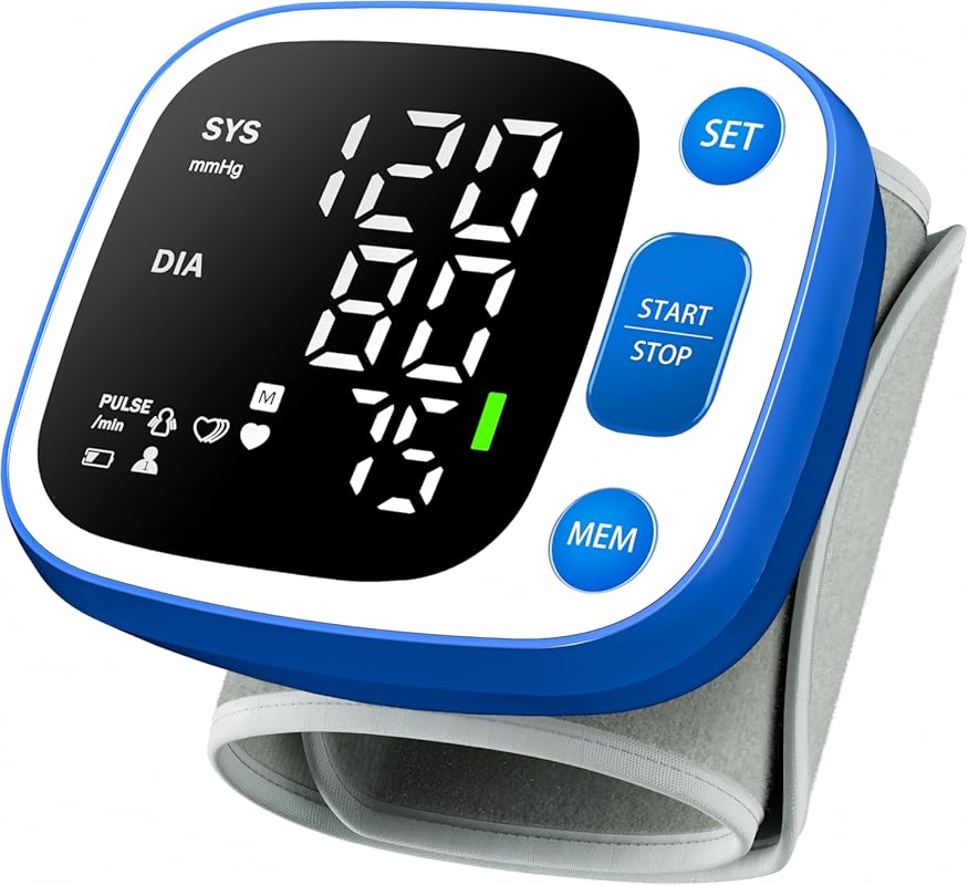 Oklar Rechargeable Wrist Blood Pressure Monitor – LED Backlit Display,