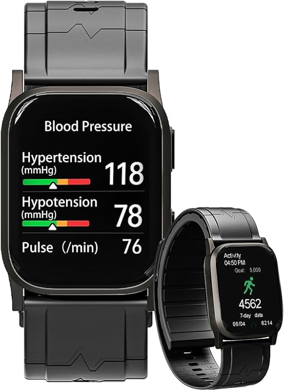 AI Grey Metal Smartwatch with FDA‑Cleared Airbag Blood Pressure Sensor