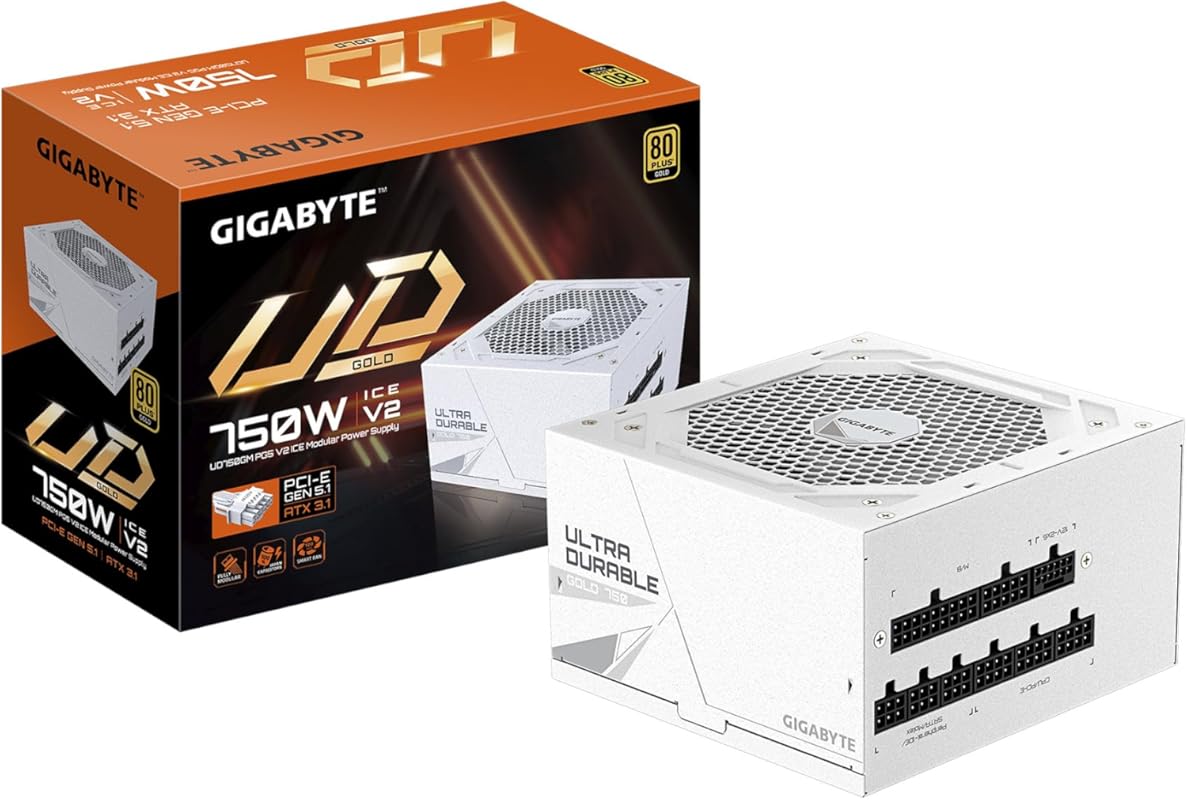 GIGABYTE UD750GM PG5 V2 ICE 750W PSU – 80+ Platinum Certified, PCIe 5.