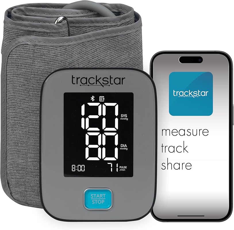 Trackstar Smart Upper‑Arm Blood Pressure Monitor with Wide‑Range Cuff,