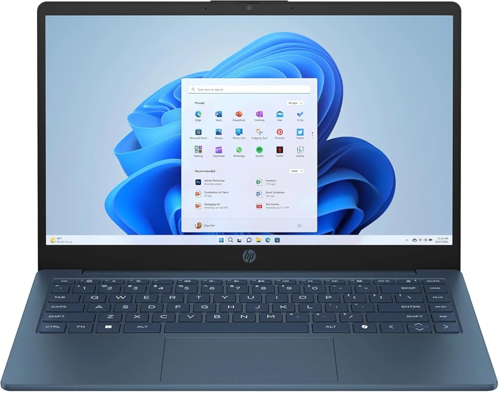HP Stream 14‑Inch HD BrightView Laptop, Intel Celeron N150, 4 GB RAM, 128 GB Storage, Intel HD Graphics, 720p Webcam, Blue, Windows 11 S (Renewed)