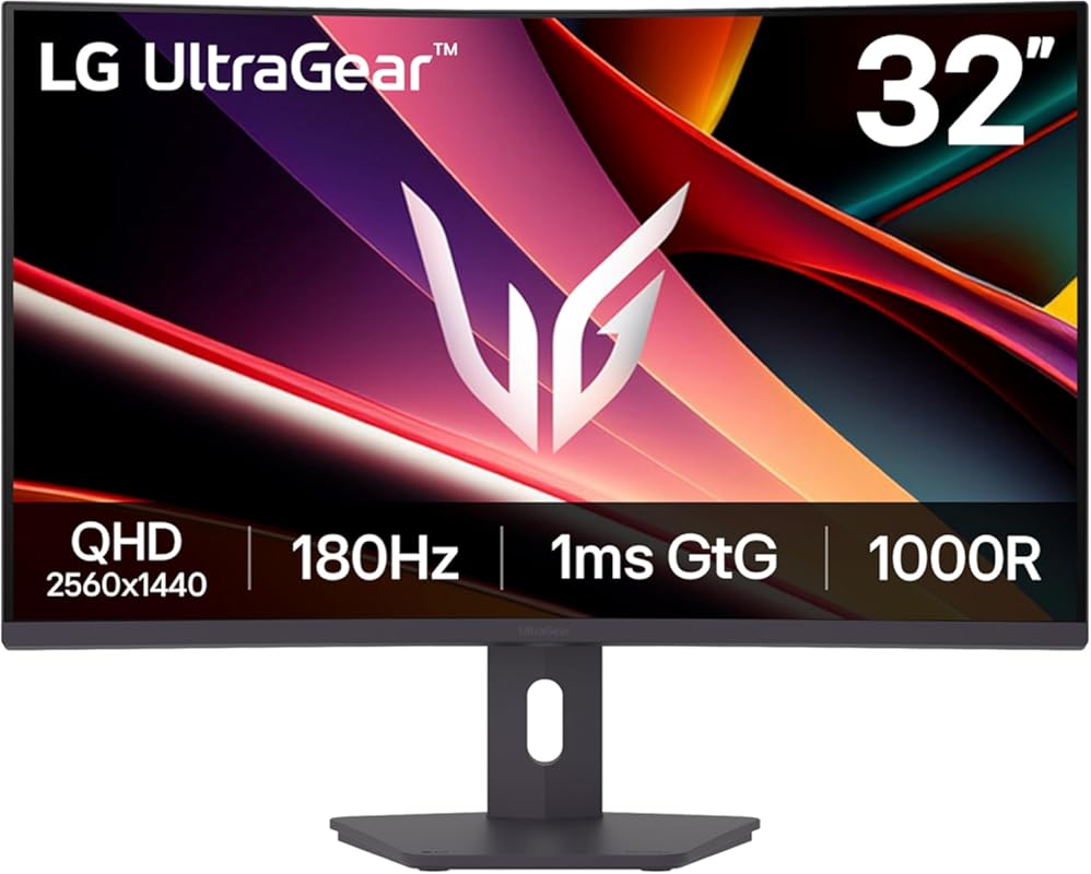 LG Ultragear 32‑inch Curved Gaming Monitor, QHD 2560×1440, 180 Hz, 1 m