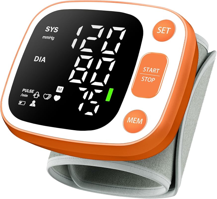 Oklar Rechargeable Wrist Blood Pressure Monitor – LED Backlit Display,