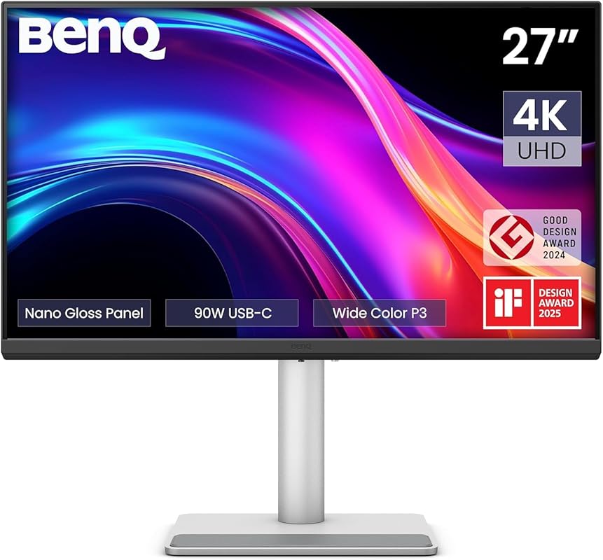 BenQ MA270UP 27‑Inch 4K Monitor for MacBook Pro/Air, Dual USB‑C 90W PD