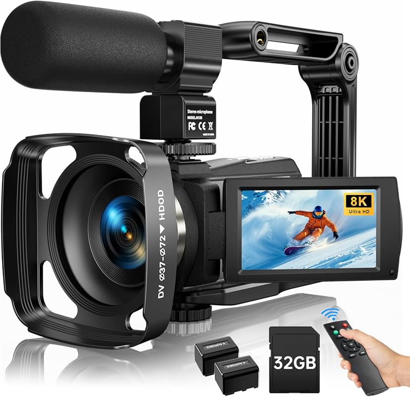 2025 8K Camcorder – 88MP Ultra HD sensor, 6‑axis anti‑shake, IR night