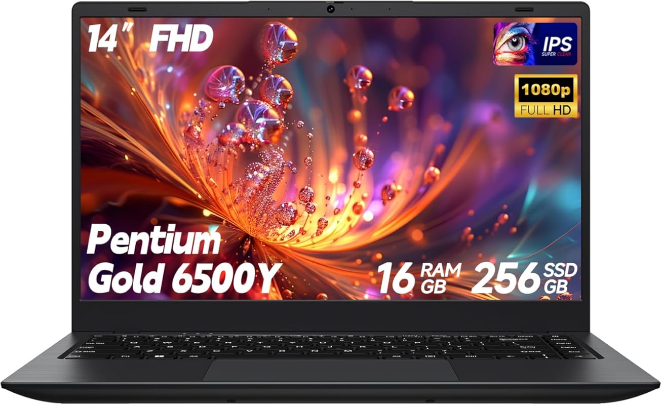Gold‑Finished 14” Laptop, AMD Gold 6500Y (up to 3.4 GHz), 16 GB RAM, 2