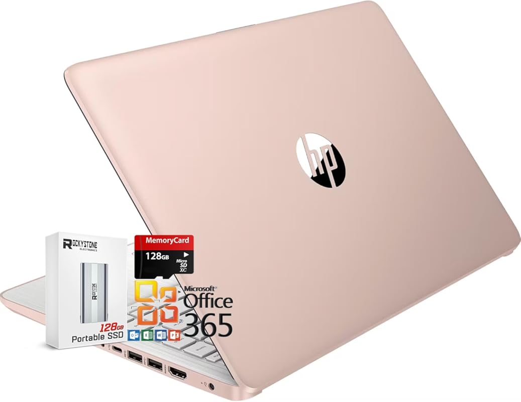 HP 14 Laptop Intel N150, 8GB RAM, 256GB storage, Rose Gold