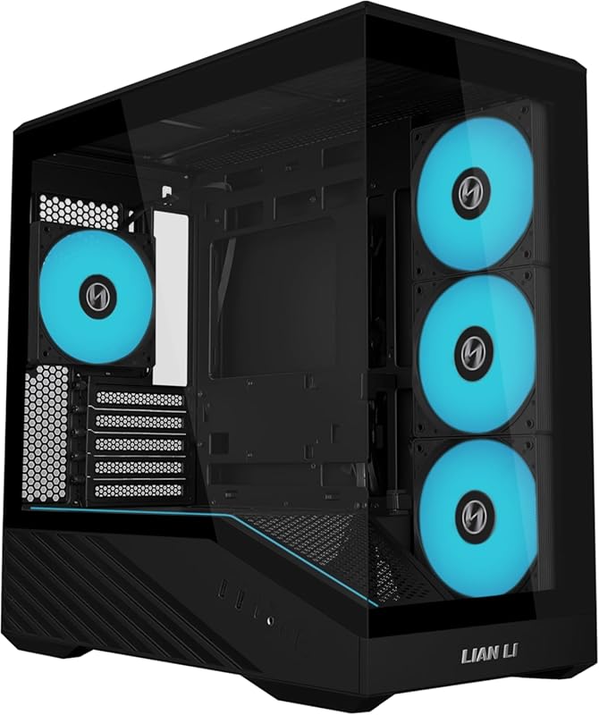 Lian Li VECTOR V100 MINI Micro‑Form Factor Case, 4 × 120mm ARGB PWM Fans, Panoramic Tempered Glass, Supports Micro‑ATX up to 415mm GPU, 360mm Radiator – Black