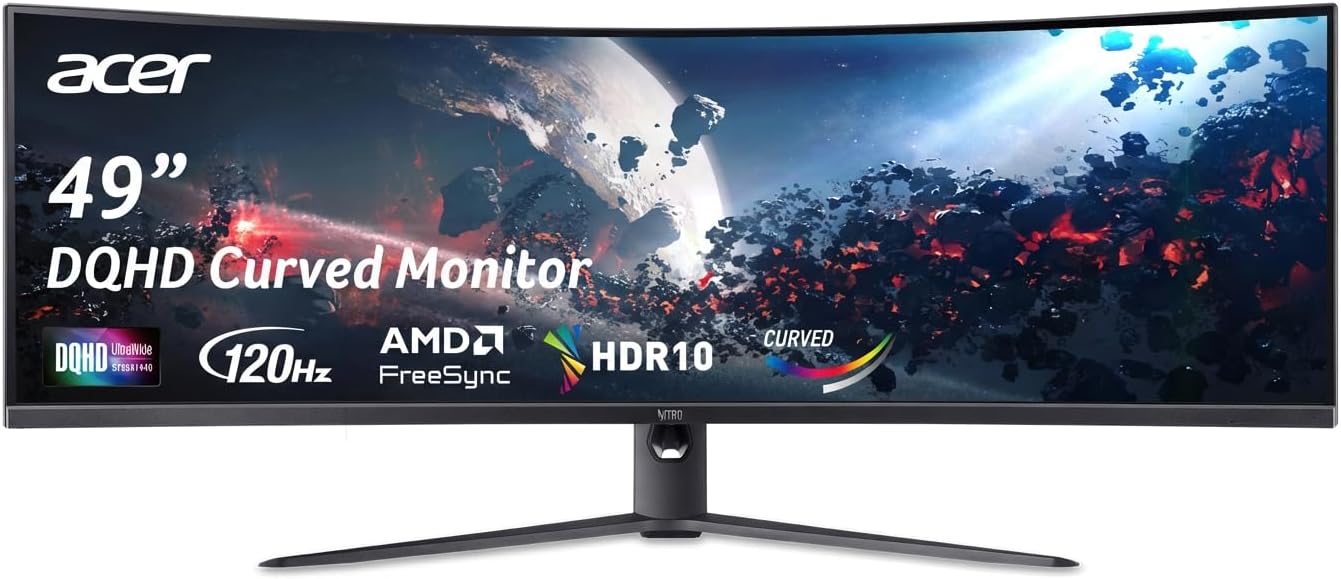 Acer Nitro 49” UltraWide Gaming Monitor with 5120 × 1440 DQHD, 1000R c