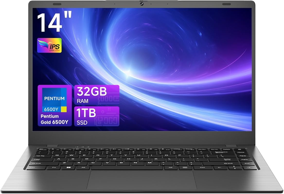 32 GB RAM, 1 TB SSD Gold Pentium Laptop with 14” IPS FHD Display, USB‑