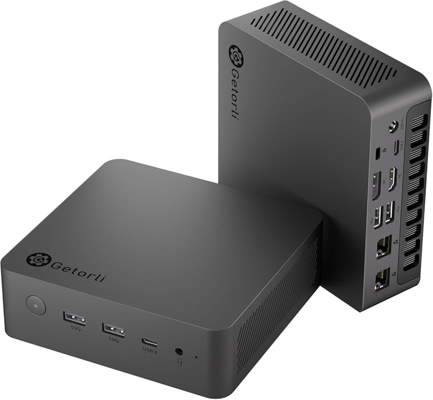Getorli PC with Ryzen 7 8845HS, 32 GB DDR5, 1 TB SSD, 4K 120 Hz display, HDMI, Type‑C, Wi‑Fi 6, Bluetooth 5.3