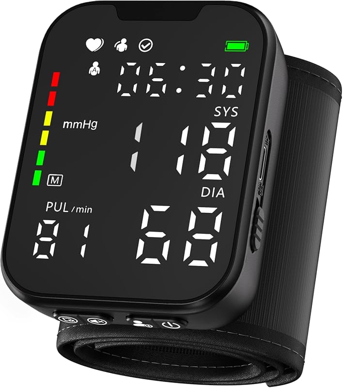Guaever Rechargeable Wrist Blood Pressure Monitor with LED Backlit Dis