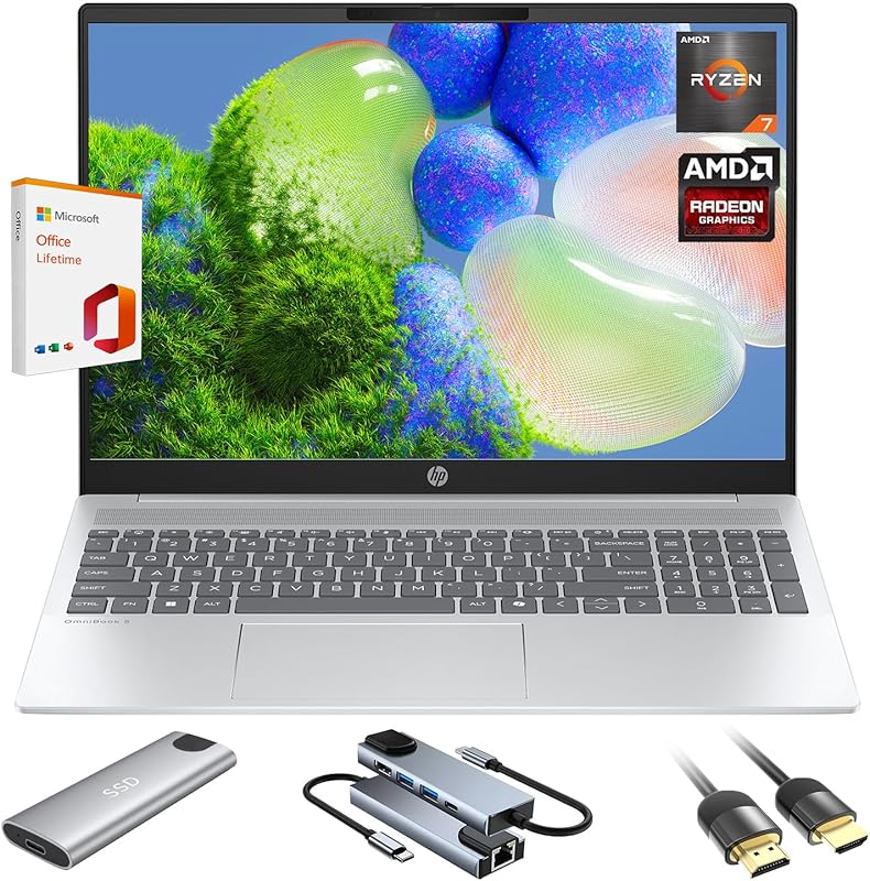 HP Omnibook 5 AI Laptop – 16” 2K IPS, AMD Ryzen 7 350 AI (NPU 50 TOPS)