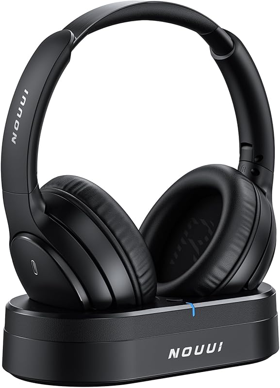 65 Hour Wireless TV Headphones for Seniors with Charging Base, No‑Dela
