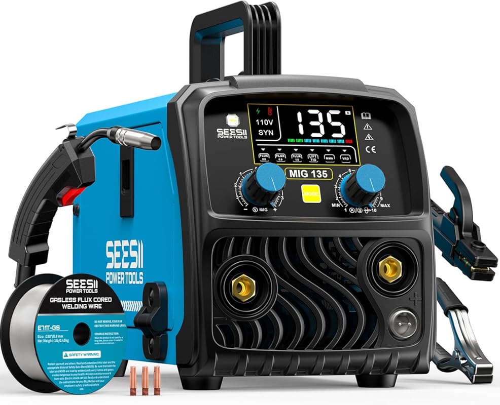 SEESII 135A 3‑in‑1 Gasless Flux‑Core/Lift TIG/Stick Welder, Portable I
