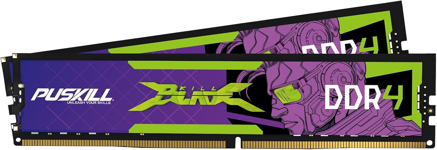 PUSKILL DDR4 32GB (2×16GB) 3200 MHz CL16 1.35 V High‑Performance Desktop Memory Kit for Gaming