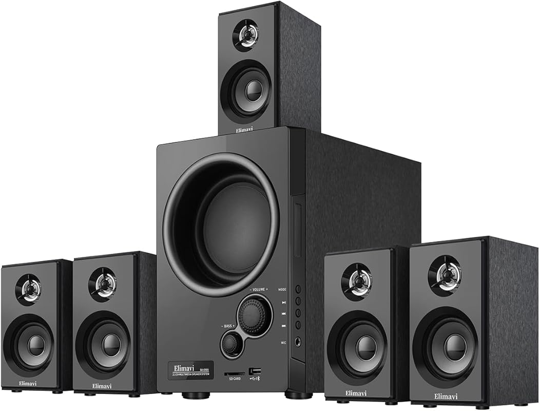 Elimavi 5.1 Surround Sound System with 5.5" Subwoofer, 2.5" Midrange S