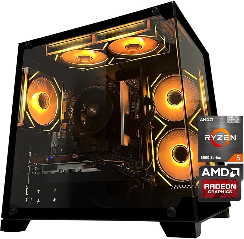 Gaming Desktop PC with AMD Ryzen 5 5500, RX 6500 XT 4 GB, 16 GB DDR4,