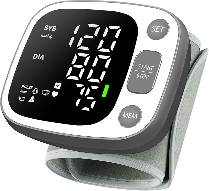 Oklar Rechargeable Wrist Blood Pressure Monitor – LED Backlit Display,