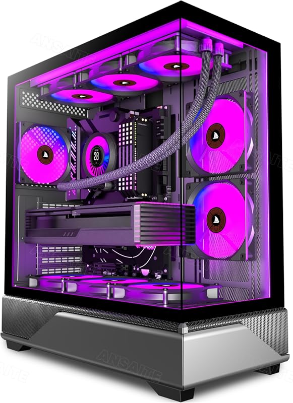 Mid‑Tower Gaming PC Case with 6 Pre‑Installed PWM ARGB Fans, Panoramic