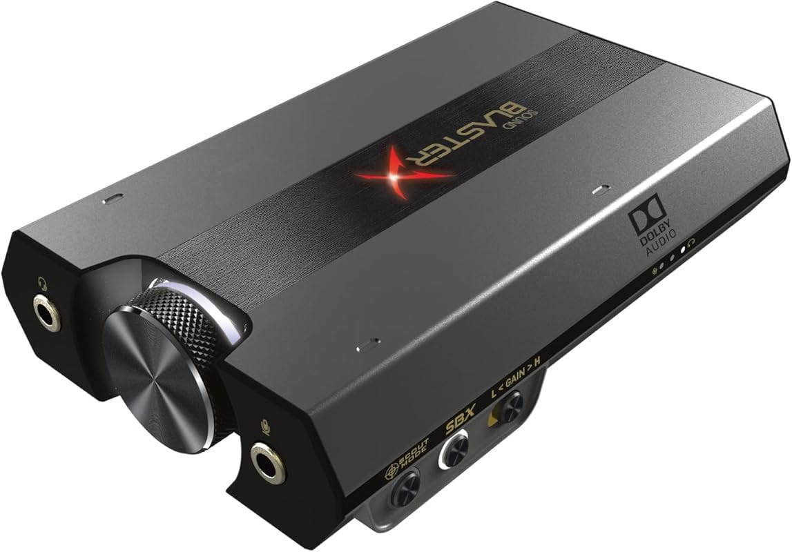 Sound BlasterX G6 Hi‑Res 130 dB 32‑bit/192 kHz USB Gaming DAC with Dolby Digital, 7.1 Virtual Surround & Sidetone