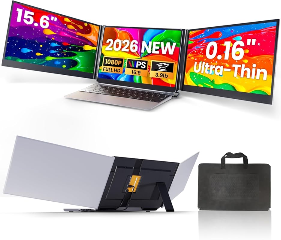 15.6‑inch Ultra‑thin Triple Portable Monitor with 1080p IPS Display, d