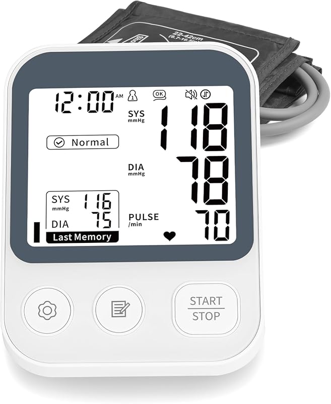 Oklar Upper‑Arm Blood Pressure Monitor – Large Backlit LCD, Adjustable