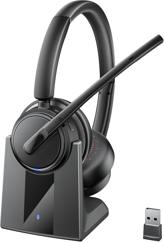 Mopchnic Wireless On‑Ear Headset – Noise‑Cancelling Mic, USB Dongle, M