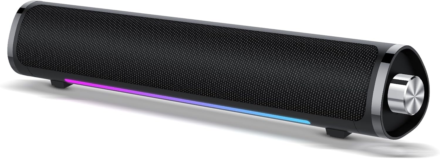 aowoka USB-Powered Hi‑Fi Stereo Computer Sound Bar with Bluetooth, 3.5mm
