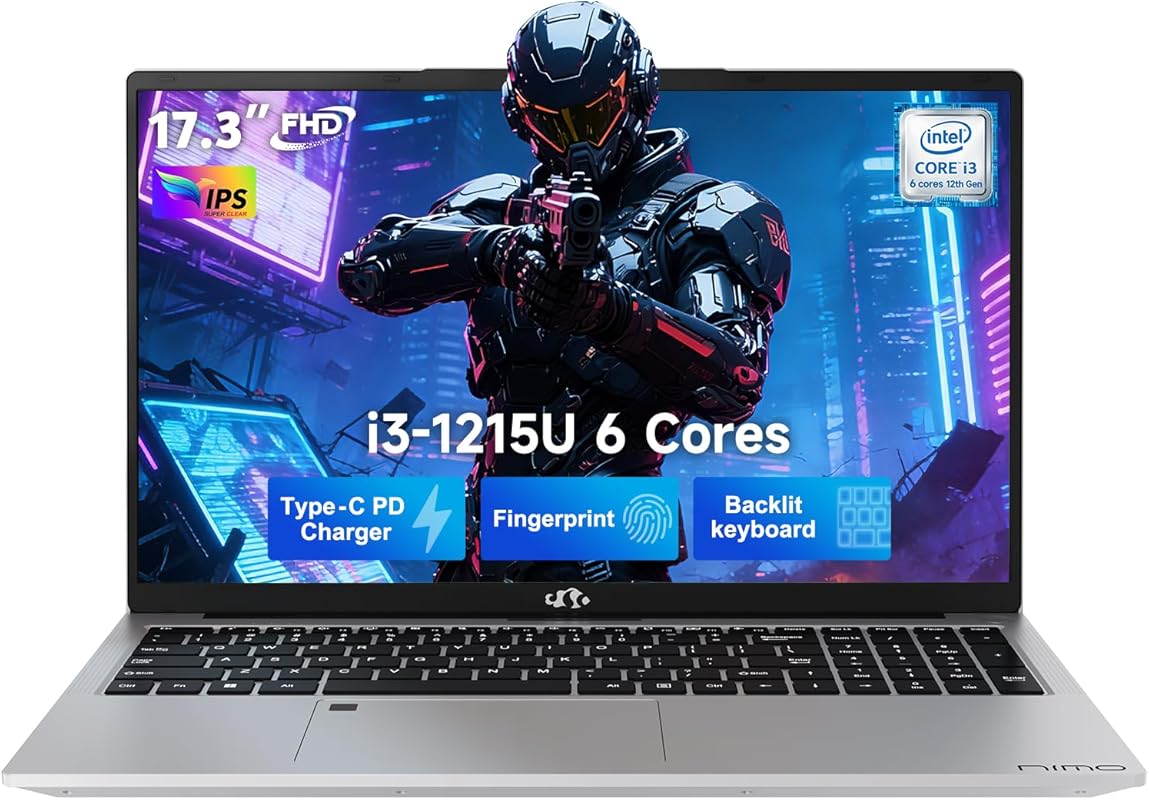 NIMO 17 FHD IPS Laptop, Intel i3‑1215U 6‑core up to 4.4 GHz, 8 GB RAM