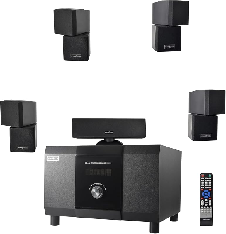 5.1 Channel Theater System with 10" Bluetooth Subwoofer, Remote, Radio