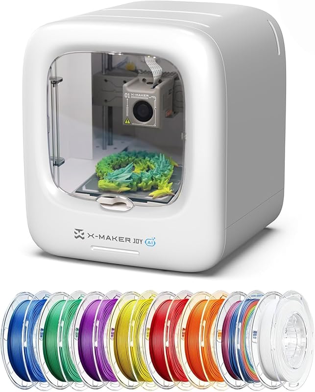 AOSEED X‑MAKER JOY AI+ 3D Printer for Kids, Fully Assembled, AI‑Powered, 400 mm/s Speed, Auto Leveling, 1500+ Models, 8 PLA Filaments Included