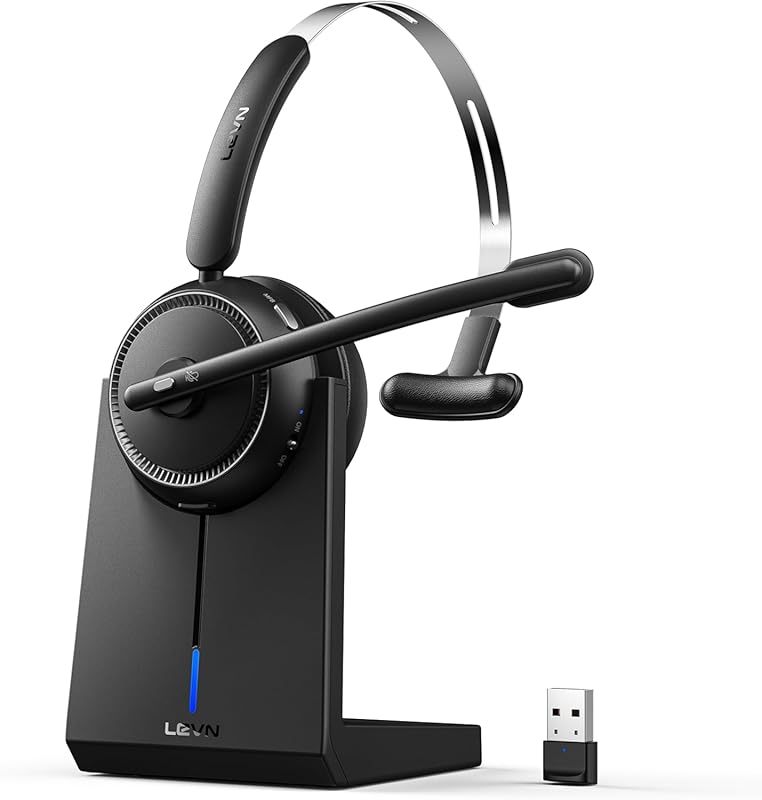 LEVN Wireless Headset 5.2 with Noise‑Cancelling Mic