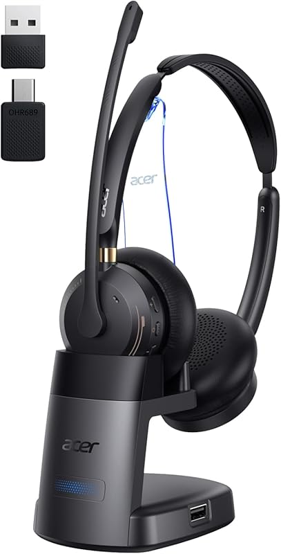 Acer OHR689 Wireless Bluetooth Headset with Mic, Charge Stand, Bluetoo