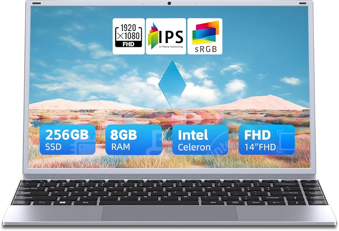 BLUEING 14” Laptop, Intel Pentium Quad‑Core up to 2.64 GHz, 8 GB RAM, 