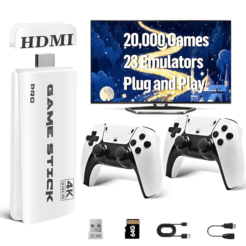 Retro Gaming Stick 2026 – 23 Emulators, 20,000+ Classic Titles, 4K HDM