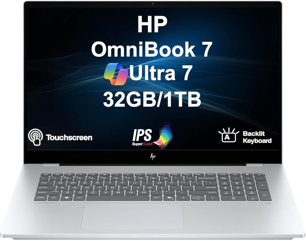 HP Omnibook 7 Laptop 17.3 FHD, Intel Ultra 7-258V, 32GB LPDDR5X, 1TB SSD