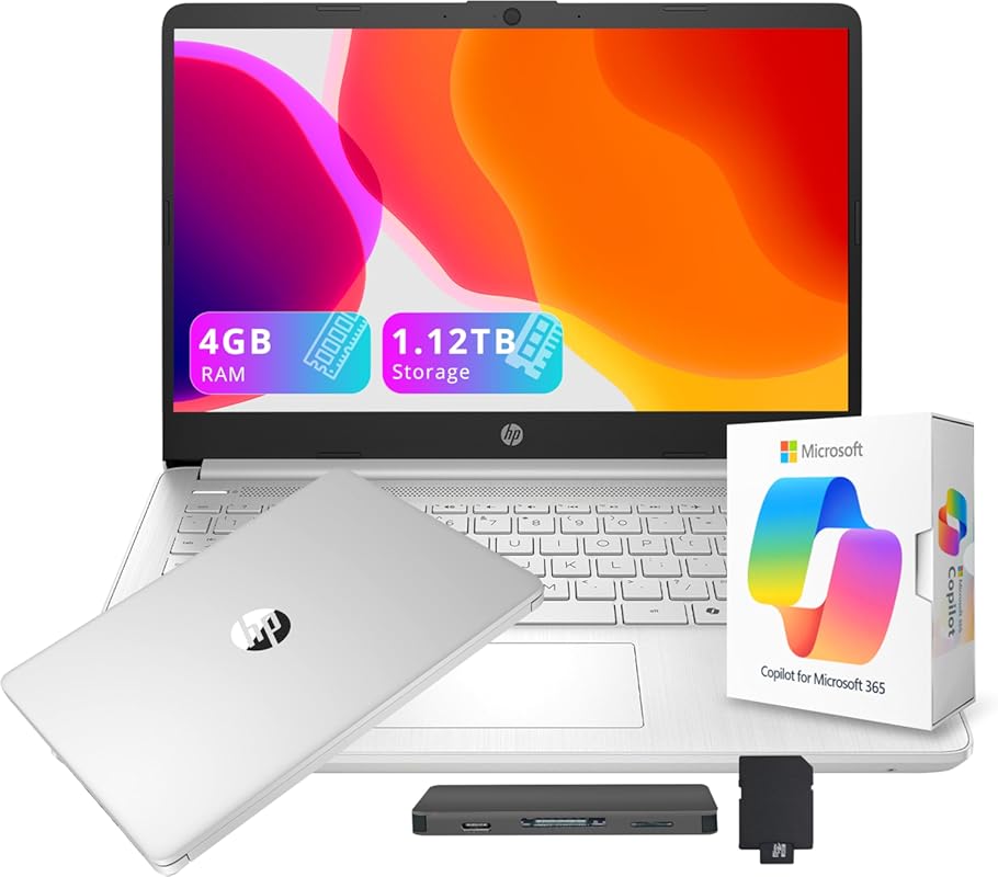 HP Stream 14" Laptop, Intel N150 Processor, 4 GB RAM, 128 GB UFS + 1 TB Storage, Intel Graphics, Silver