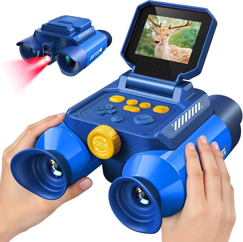 Acoath Kids Night Vision Binoculars with Camera, 10× Optical Zoom, Tel