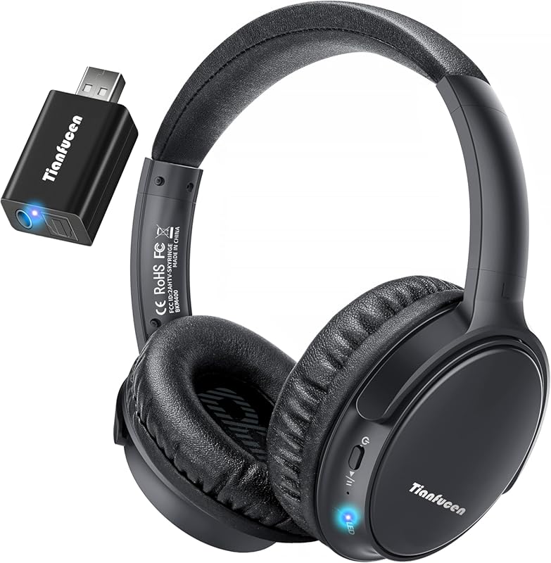 Tianfucen BKM400 Wireless TV Headphones – Easy USB Transmitter, No Lip
