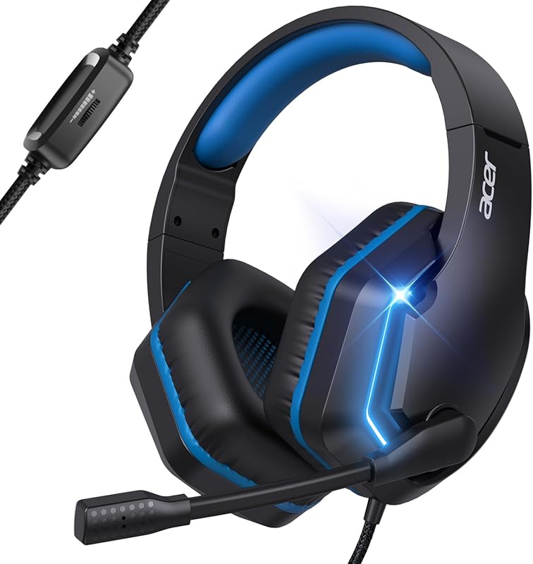 Acer Wired Gaming Headset – 50mm Speakers, Noise‑Cancelling Mic, RGB L