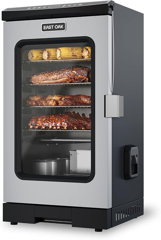 EAST OAK 30″ Electric Smoker – Built‑in Meat Probe, Side Chip Loader, 