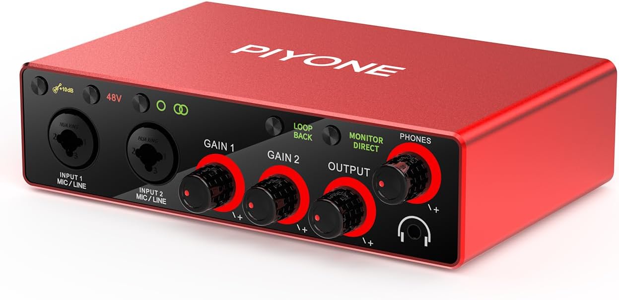 2×2 24‑bit/192kHz Audio Interface in Alloy Red with XLR/TRS Combo Inpu