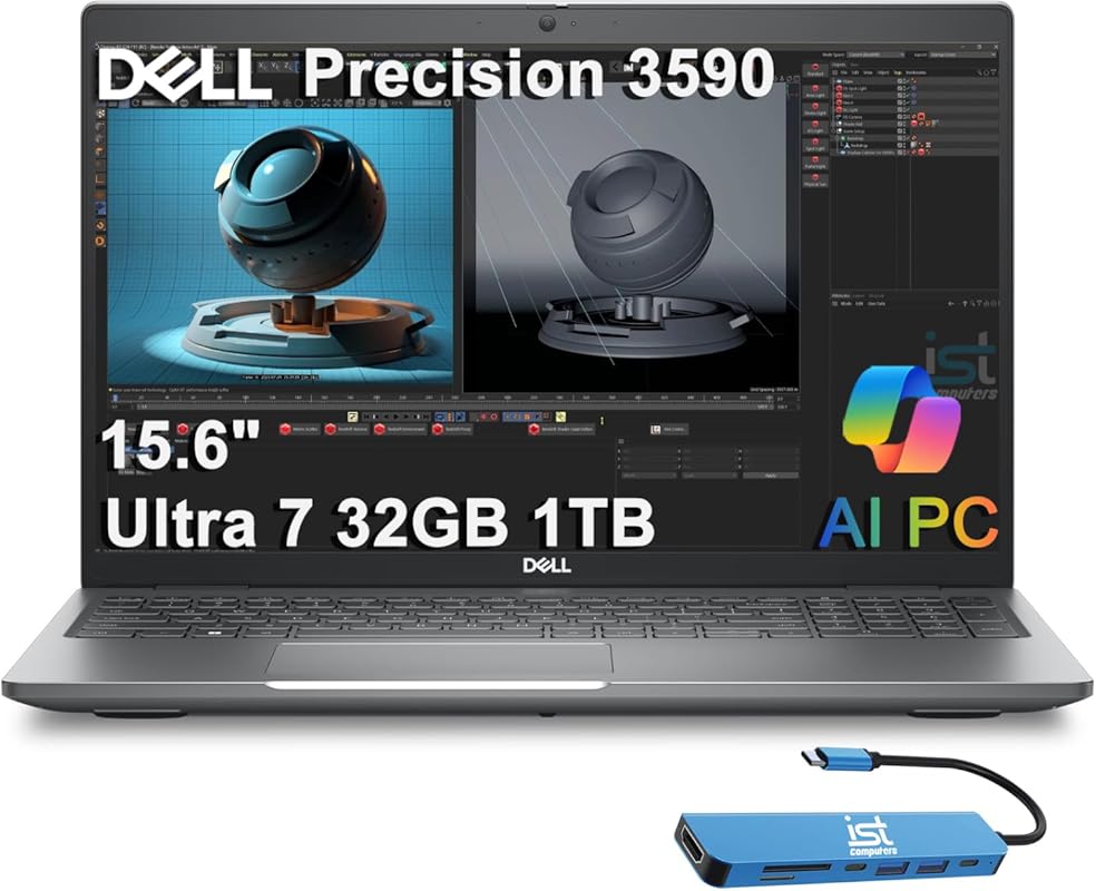 Dell Precision 3590 AI Mobile Workstation – 15.6" FHD, Intel Ultra 7 155U, NVIDIA RTX 2000, 32 GB DDR5, 1 TB SSD, Dual Thunderbolt 4, 1080p RGB Webcam, Win 11 Pro