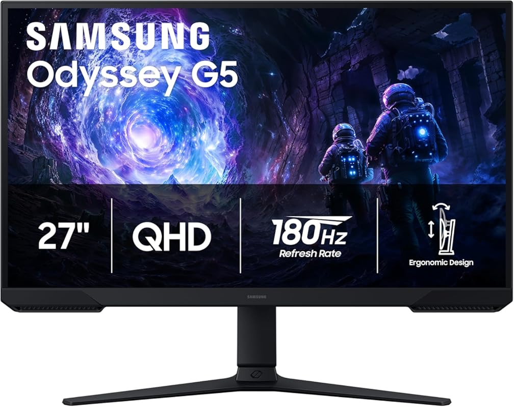 Samsung Odyssey G5 27‑Inch Gaming Monitor (LS27FG512ENXZA), QHD 1440p,