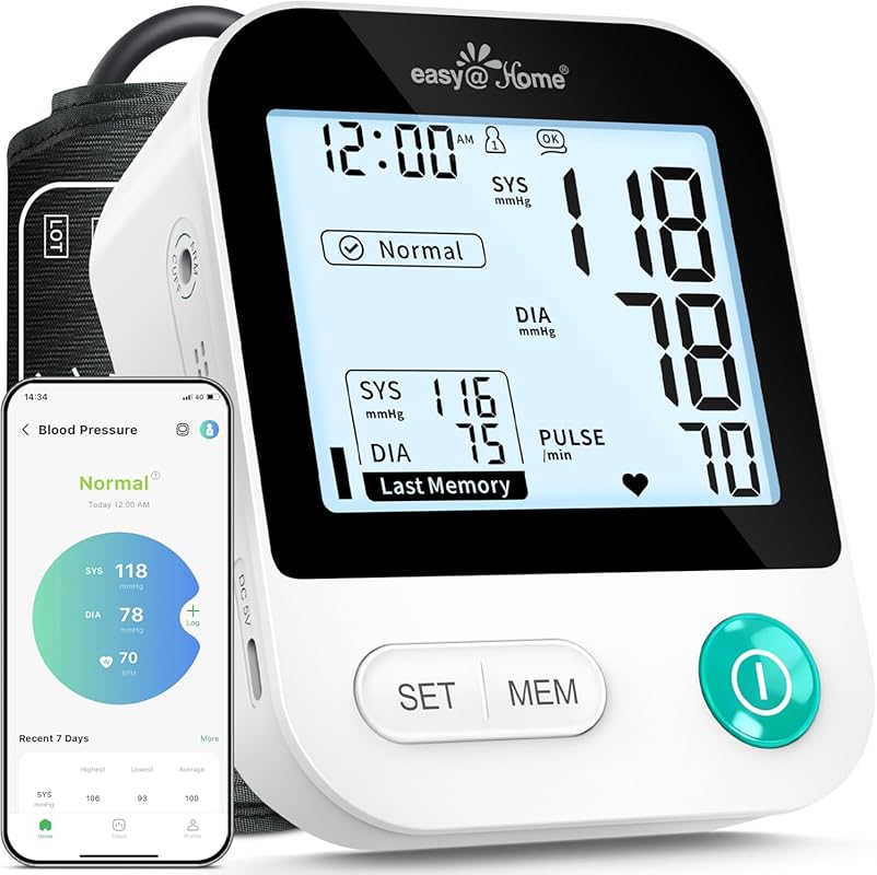 Easy@Home Bluetooth Home Blood Pressure Monitor with Free MyHeartPal A