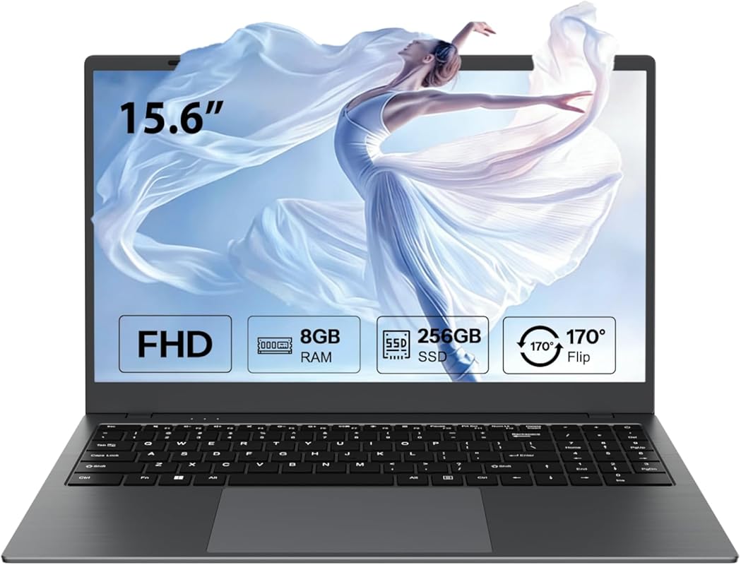 15.6″ Laptop with 8 GB RAM, 256 GB SSD, AMD 3020e Processor, FHD Anti‑